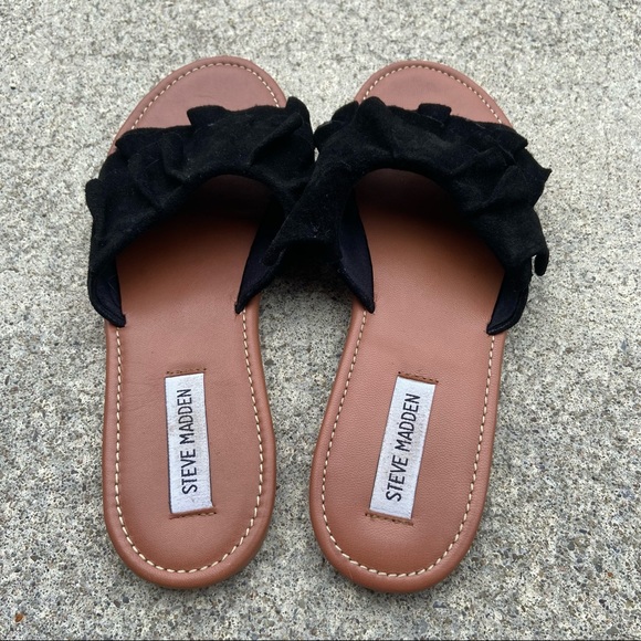 Steve Madden Suede Ruffle Sandals - Picture 2 of 4